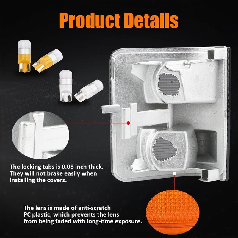 Best View Signal Mirror Lights, Amber Lens Side Marker Lamp for 2008-2016 Ford F250 F350 F450 F550 Super Duty for Pickup Truck,Amber & White led Turn Signal Light Aftermarket Replacement,2 PCS - Image 4